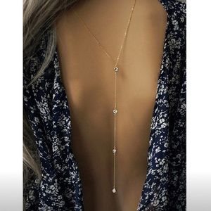 New! Bikini sexy long back rhinestone body chain y